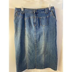 Route 66 stretch blue jean denim skirt size 16 maxi 33.5” long xl